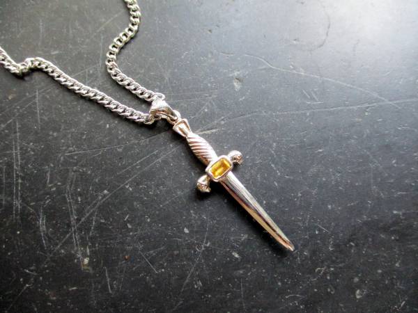 Anhänger, Schwert, Citrin, facettiertt, Sterlingsilber, Hausaltar, Mut