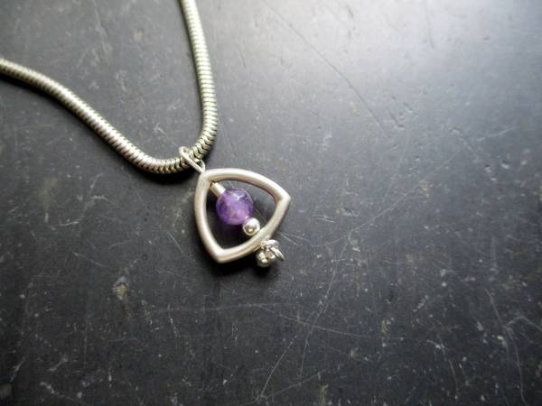 Anhänger, Sterlingsilber, Dreieck, Amethyst, facettiert, Schmuck, Frauen, Mädchen