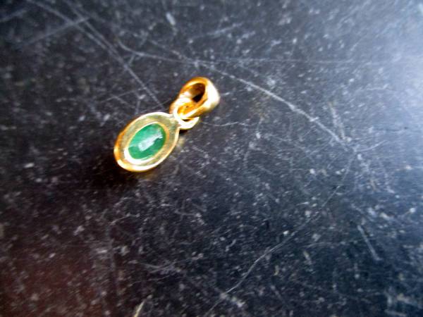 Anhänger, Smaragd, Sterlingsilber, teilweise vergoldet, oval, Schmuck, Frauen