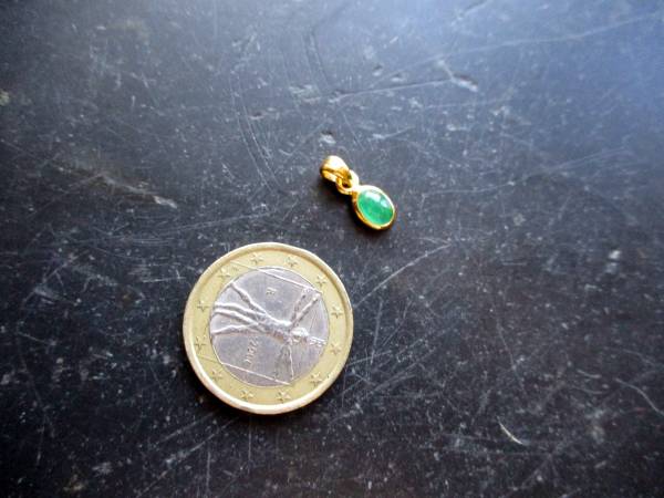 Anhänger, Smaragd, Sterlingsilber, teilweise vergoldet, oval, Schmuck, Frauen