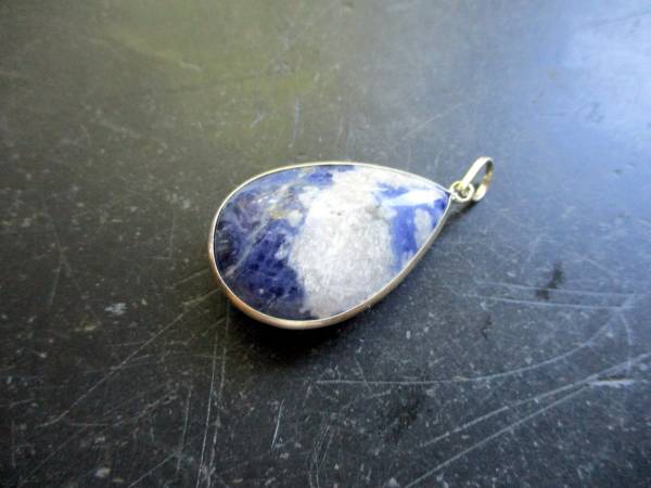 Anhänger, Sterlingsilber, oval, Sodalith, blau, Unisex