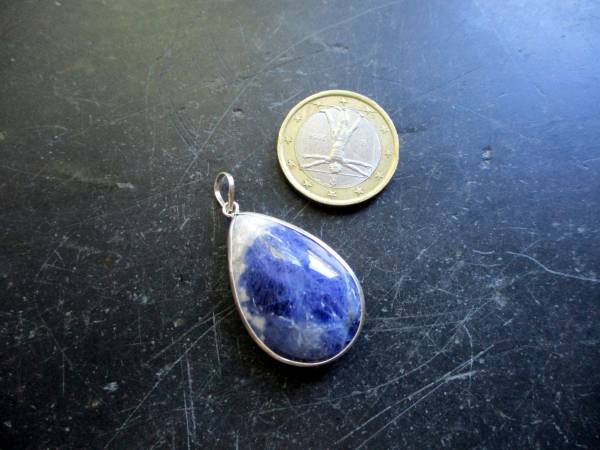 Anhänger, Sterlingsilber, oval, Sodalith, blau, Unisex