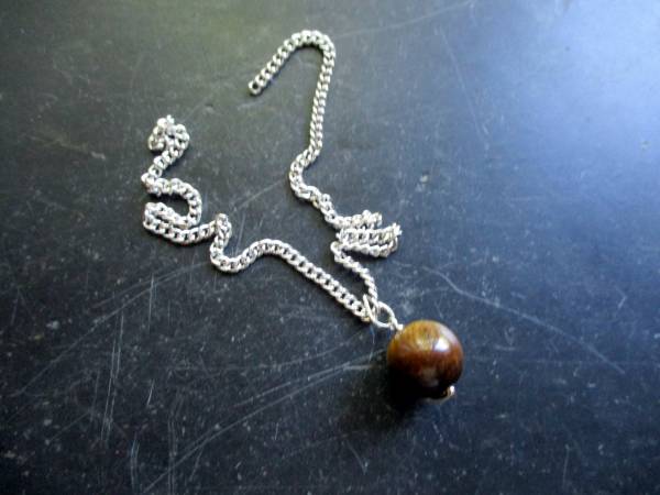 Anhänger, Tigerauge, Kugel, Stelingsilber, braun, Unisex