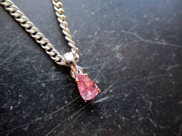 Anhänger, Sterlingsilber, Turmalin, rosa, facettiert, teilweise vergoldet, Schmuck, Frauen