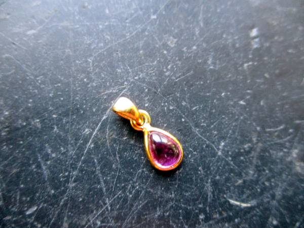 Anhänger, Sterlingsilber, vergoldet, Turmalin. rot, Tropfen, Schmuck, Frauen