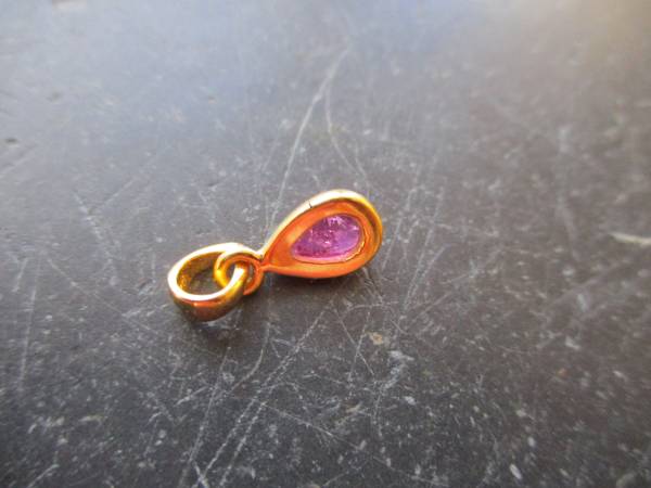 Anhänger, Sterlingsilber, vergoldet, Turmalin. rot, Tropfen, Schmuck, Frauen