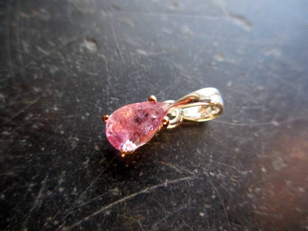 Anhänger, Sterlingsilber, Turmalin, rosa, facettiert, teilweise vergoldet, Schmuck, Frauen