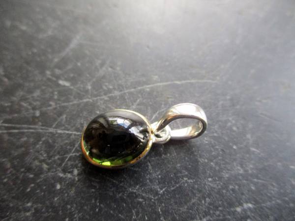 Anhänger, Turmalin, grün, Sterlingsilber, vergoldet, matt, Schmuck, Unisex