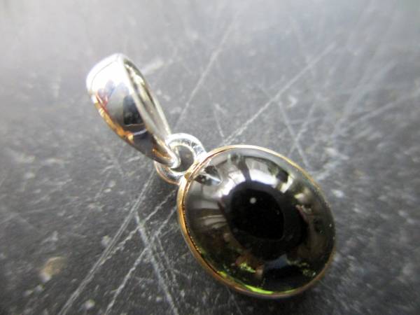 Anhänger, Turmalin, grün, Sterlingsilber, vergoldet, matt, Schmuck, Unisex