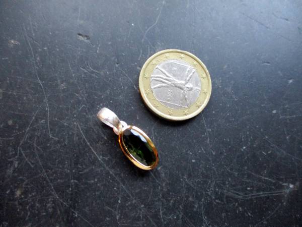 Anhänger, Turmalin, Sterlingsilber, teilweise vergoldet, klar, grün, Scmuck, Frauen