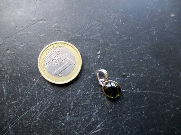 Anhänger, Turmalin, grün, Sterlingsilber, vergoldet, matt, Schmuck, Unisex