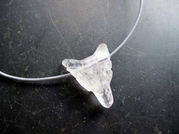 Anhänger, Kette, Lederband, Wolf, Bergkristall, Krafttier, Schmuck, Unisex