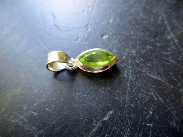 Anhänger, Sterlingsilber, Peridot, grün, Navette, facettiert, Schmuck, Unisex, Silber
