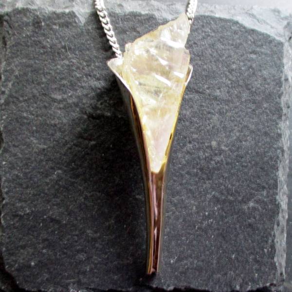 Anhänger, Sterlingsilber, Apophyllit, weiß, natur, Tube, groß, Schmuck