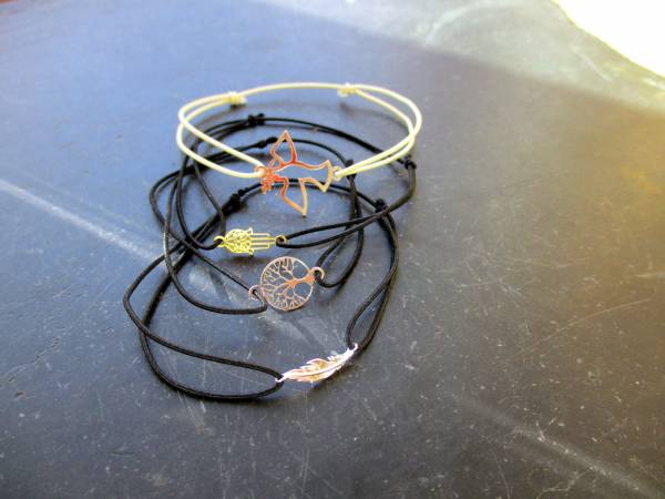 Armband, Symbolarmband, Hand von Fatima, klein, Sterlingsilber, vergoldet, Gummi, verstellbar, Frauen, Mädchen