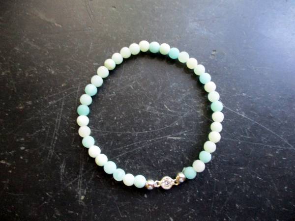 Armband, Amazonit, matt, hellgrün, Silberkugel, Schmuck, Frauen