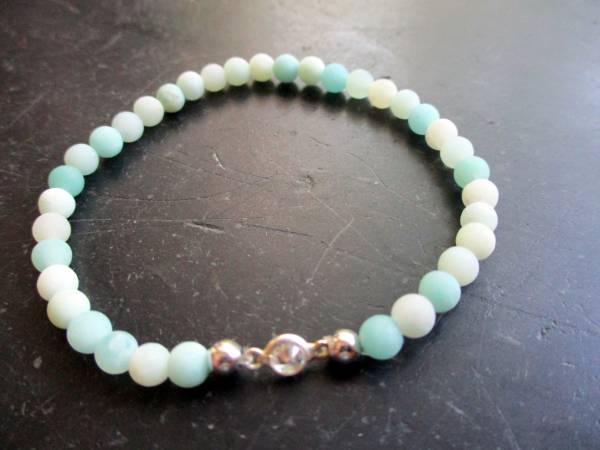 Armband, Amazonit, matt, hellgrün, Silberkugel, Schmuck, Frauen