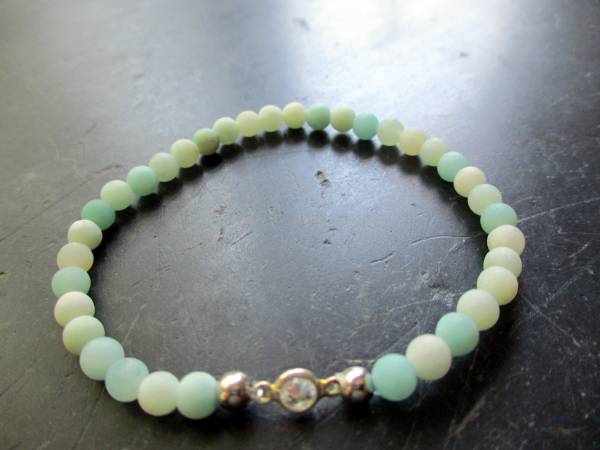 Armband, Amazonit, matt, hellgrün, Silberkugel, Schmuck, Frauen