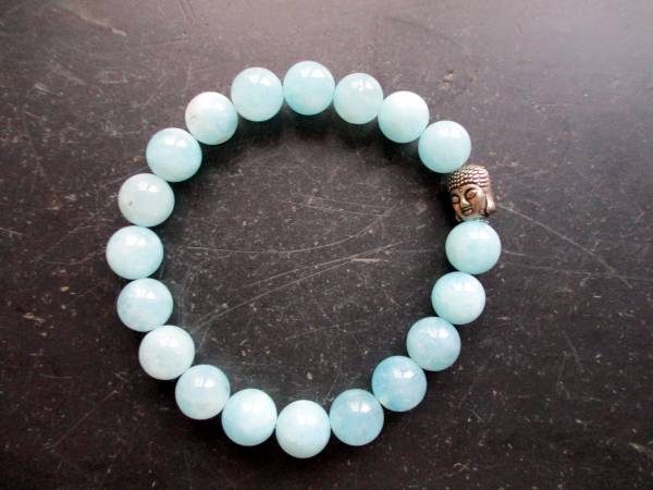 Armband, Aquamarin  Metall, Buddha Kopf, Schmuck, Unisex, Männer
