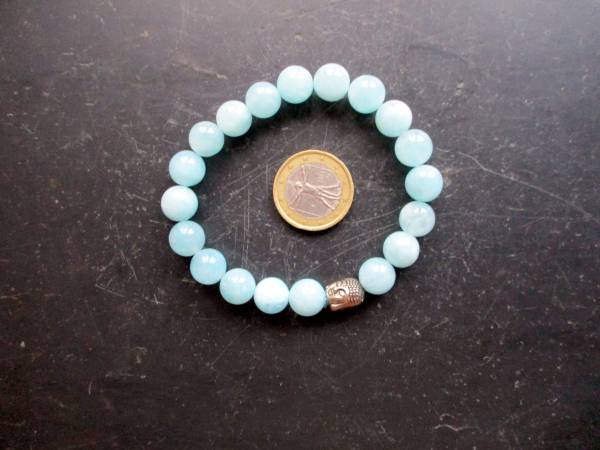 Armband, Aquamarin  Metall, Buddha Kopf, Schmuck, Unisex, Männer