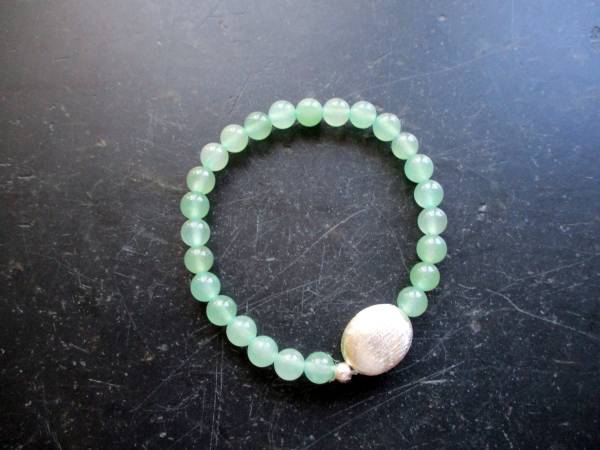 Armband, Aventurin, grün, Silberkugel, gebürstet, Schmuck, Frauen