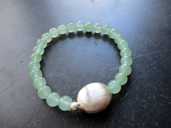 Armband, Aventurin, grün, Silberkugel, gebürstet, Schmuck, Frauen