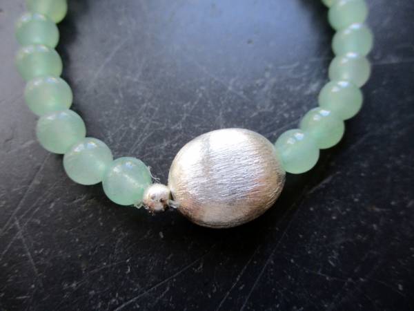 Armband, Aventurin, grün, Silberkugel, gebürstet, Schmuck, Frauen