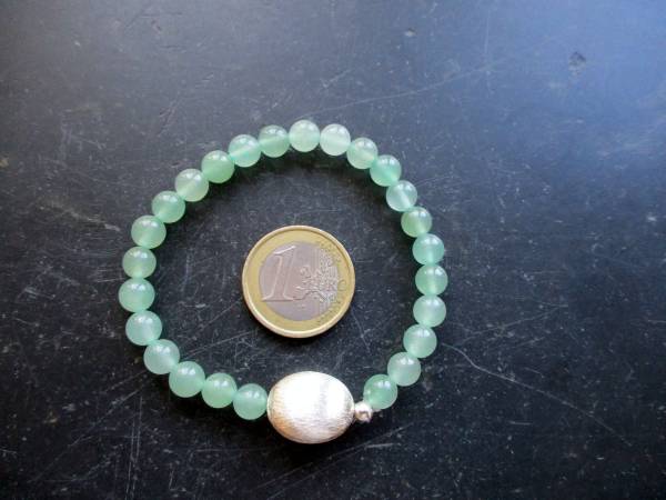 Armband, Aventurin, grün, Silberkugel, gebürstet, Schmuck, Frauen