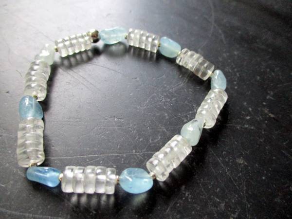 Armband, Bergkristall, Aquamarin, weiß, hellblau, Schmuck, Frauen
