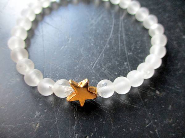 Armband, Perlen, Bergkristall, Stern, Messing, Schmuck, Frauen