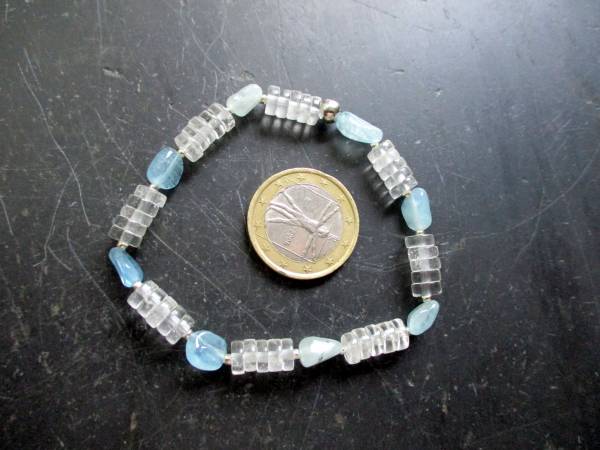 Armband, Bergkristall, Aquamarin, weiß, hellblau, Schmuck, Frauen