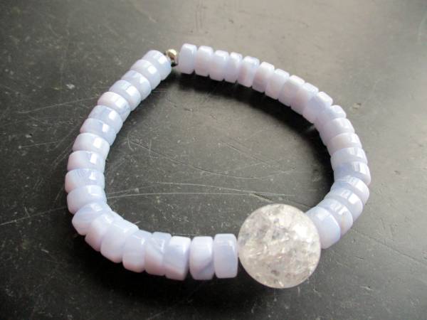 Armband, Chalcedon, hellblau, Kugel, Bergkristall, Schmuck, Frauen