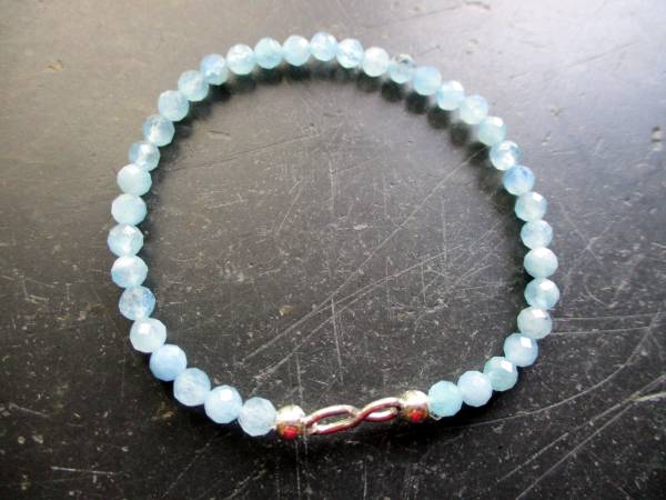 Armband, Symbolarmband, Chalcedon, Infinity, hellblau, Silber, Unisex