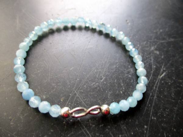 Armband, Symbolarmband, Chalcedon, Infinity, hellblau, Silber, Unisex