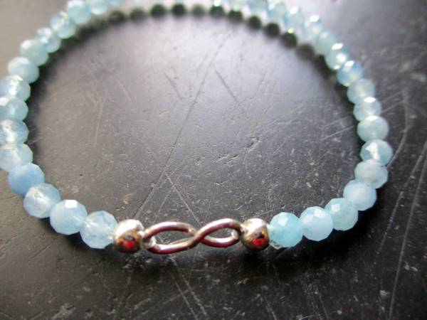 Armband, Symbolarmband, Chalcedon, Infinity, hellblau, Silber, Unisex