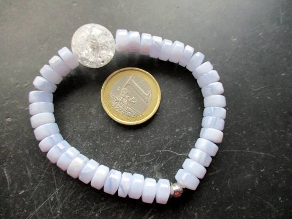Armband, Chalcedon, hellblau, Kugel, Bergkristall, Schmuck, Frauen