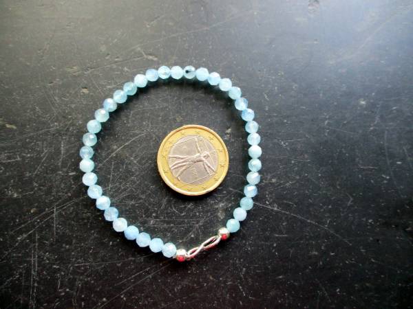 Armband, Symbolarmband, Chalcedon, Infinity, hellblau, Silber, Unisex