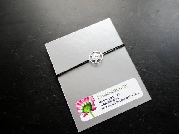 Armband, Symbolarmband, Sterlingsilber, Edelweiß, Gummi, verstellbar, Frauen, Mädchen
