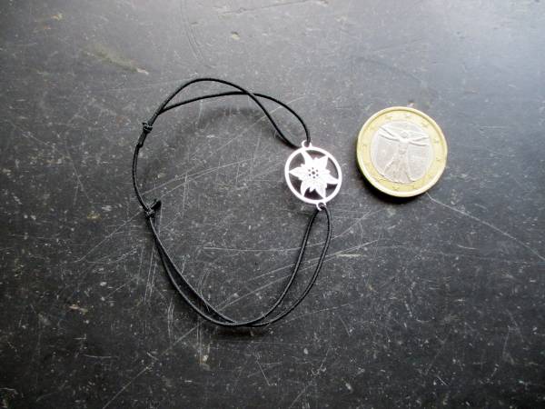 Armband, Symbolarmband, Sterlingsilber, Edelweiß, Gummi, verstellbar, Frauen, Mädchen
