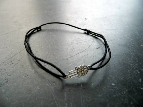 Armband, Symbol Armband, Hand von Fatima, Sterlingsilber, Gummi, verstellbar