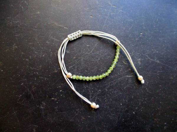 Armband, Grossular, Grant, grün, Baumwollband, verstellbar, Unisex, Schmuck