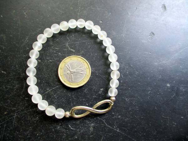 Armband, Bergkristall, matt, Symbolarmband, Infinity, Metall, Schmuck, Unisex