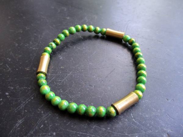 Armband, Mashan Jade, grün, Gold, Messing, Schmuck, Unisex