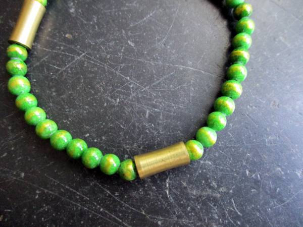 Armband, Mashan Jade, grün, Gold, Messing, Schmuck, Unisex