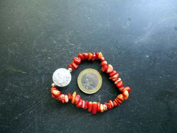 Armband, Koralle, Splitter, Bergkristallkugel, Schmuck, Frauen