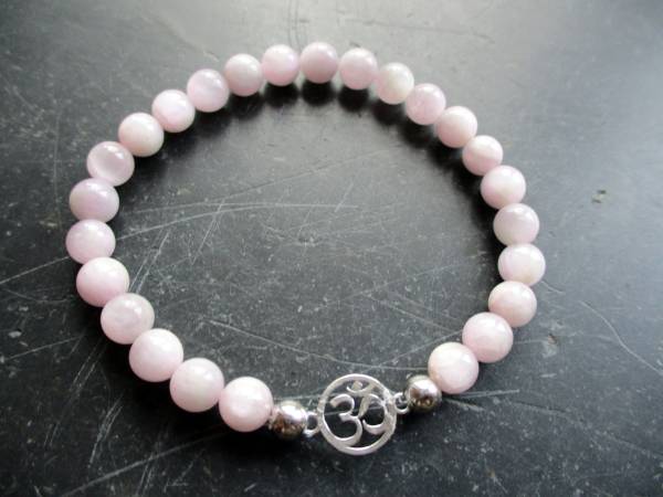 Armband, Symbolarmband, Kunzit, rosa, OM, Steringsilber, Schmuck