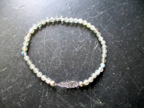 Armband, Symbolarmband, Labradorit, facettiert, Silber, Hand von Fatima
