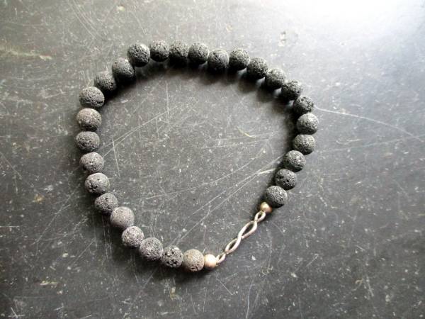 Armband, Symbolarmband, Lava, schwarz, Infinity, Silber