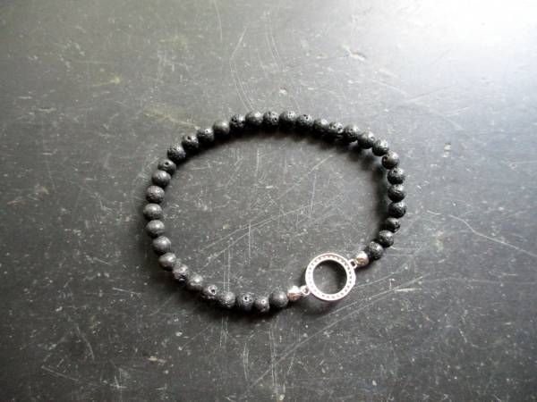 Armband, Symbolarmband, Lava, schwarz, Kreis, Silber, Symbolschmuck