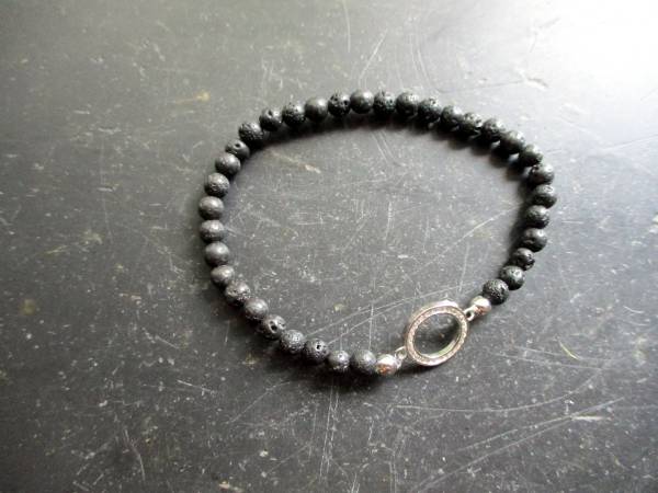 Armband, Symbolarmband, Lava, schwarz, Kreis, Silber, Symbolschmuck